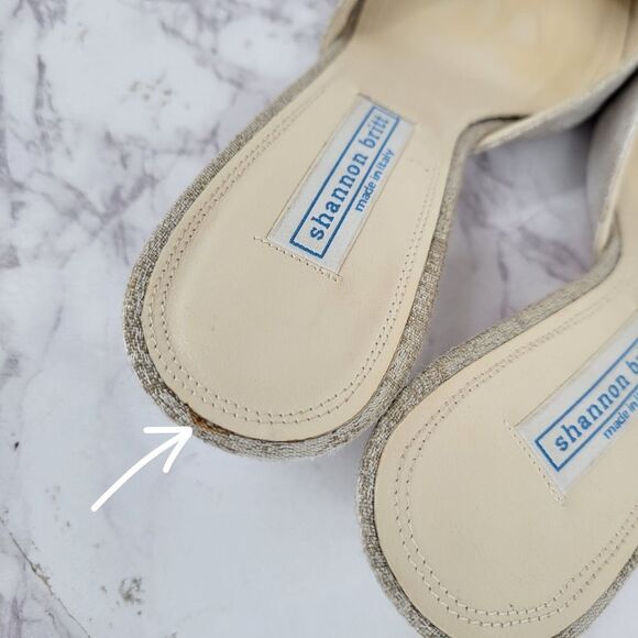 Shannon Britt Italian Silver Kitten Heel Mules Formal Bridal Evening - Picture 3 of 16